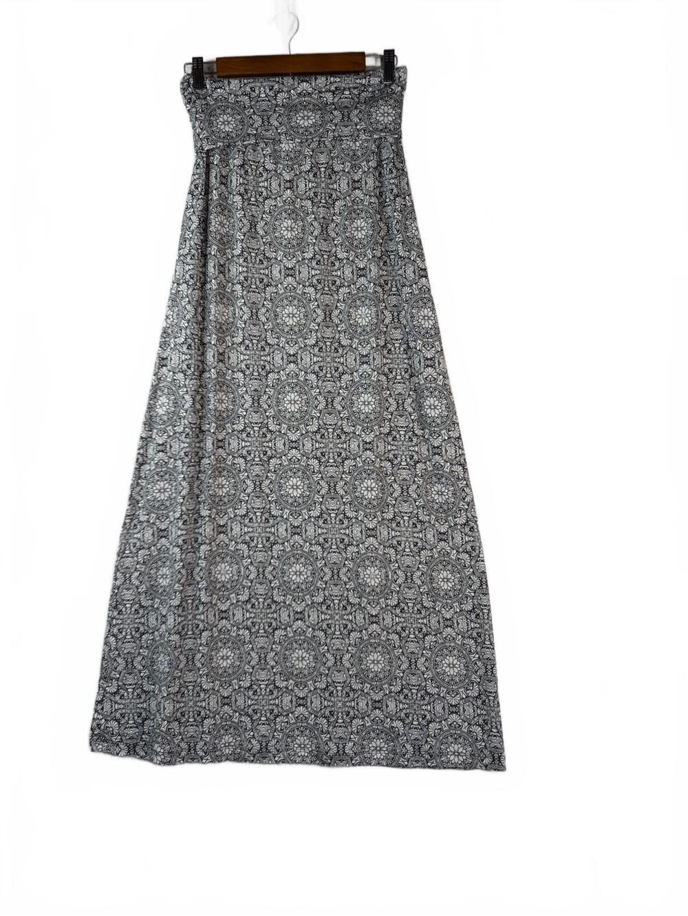 Cynthia Rowley Black and White Mosaic Print Fold-Over Maxi Skirt Size S